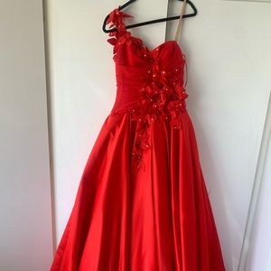 Red ball gown